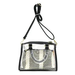 Unique ladies hand bag Transparent PVC Shoulder Bag Top Handle Bag with Purse Custom make your own handbag