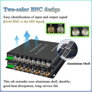 Convertitore in Fibra SDI HD 4 Canali 1080P 30Hz, Ricetrasmettitore Ottico SDI con Uscita Loop, Tally RS485, SDI su Fibra Monomodale 20km - Product Image 5