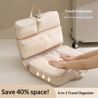 Nouveaux sacs de compression six-en-un, organisateurs de voyage modernes et minimalistes en forme de cube, pliables et suspendables pour vêtements et sous-vêtements