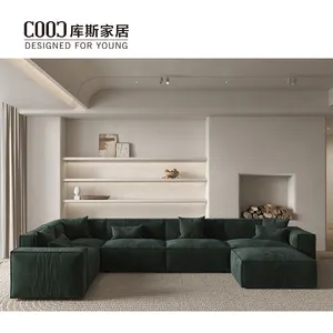 Divano componibile modulare a forma di U componibile in tessuto KD di lusso moderno in stile italiano Set di mobili da soggiorno