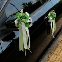 Décoration de rétroviseur de voiture de mariage, fleur, style européen et américain rétro, nœud, décoration de poignée de porte, fleur artificielle, mariage
