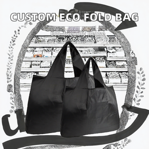 Custom Polyester Folding Shopping <b>Bag</b> Reusable Lightweight Grocery <b>Tote</b> <b>Bag</b> <b>With</b> Inner <b>Pocket</b> for Supermarket Travel - Product Image 2