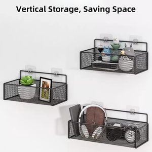 Wall-Mounted Punch-Free Shampoo Shelf for Bathroom & Kitchen - Square Iron Organizer for Drain Water <b>Bottles</b> and <b>Storage</b> <b>Rack</b> - Product Image 5