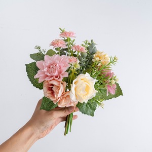 ช่อดอกไม้ประดิษฐ์ CallaFloral สีชมพูพีช สำหรับตกแต่งงานแต่งงาน ทำด้วยมือจากพลาสติกและผ้าทอ รุ่น CF01398 - Product Image 2