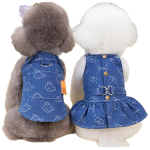 Alta Qualidade Cat Face Corações Imprimir <span class=keywords><strong>Jean</strong></span> Vestido Vest com Arnês Buraco Bonito Pet Dog <span class=keywords><strong>Jacket</strong></span> para o Inverno - Product Image 6