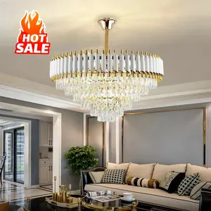 Round Indoor Candelabros de mesa en crista Pendant Light Led Hanging Lamp Home Decor Nordic Modern K9 Crystal Chandelier