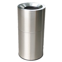 Poubelle Moderne Ronde en Métal Épaissi Grande Capacité Finition Acier Inoxydable Brossé pour Hall d'Hôtel Salles de Réunion Utilisation Intérieure/Extérieure