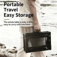 Table de pique-nique pliable légère en fer, hauteur réglable, design portable pour usage extérieur (BBQ, randonnée, plage), sac de transport inclus