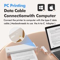 Printer Mini Luck Jingle Portabel A4 Printer Thermal Tanpa Tinta untuk Perjalanan, Printer Genggam untuk PC/Ponsel untuk Dokumen dan File