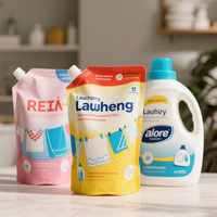 Emballage d'assouplissant recyclé personnalisé sac de recharge de savon liquide 800ml 1L 2L pochette debout pour détergent à lessive savon à main avec bec verseur