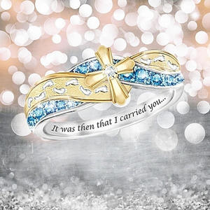 Anillo de Cruz Cristiana H091 para Mujer con Circonita Cúbica Creada en Laboratorio y Engaste Pavé, Anillo de Compromiso de Moda - Product Image 4