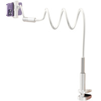 Support de téléphone et tablette à pince manuelle réglable en hauteur, en ABS, avec bras long flexible (col de cygne), pour bureau, table et lit
