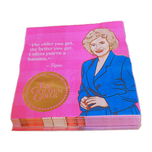 Serviettes jetables imprimées avec des citations de célébrités |   Design à quatre côtés en feuille d'or |   Serviettes en papier décoratives pour fête féminine - Product Image 5