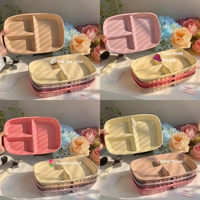 Einzelportions-Frühstücksteller mit Unterteilungen 211 Portionkontrolle Bonbonfarbenes Ins-Style Keramik-Geschirr Mikrowellengeeignet Quadratische Form