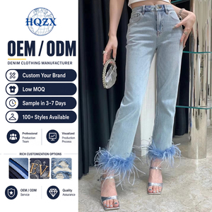 Jeans Y2K con Plumas para Mujer, <span class=keywords><strong>Pantalones</strong></span> Vaqueros Ajustados de Mezclilla para Primavera/Verano - Product Image 1