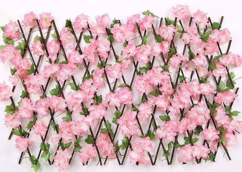 Clôture en bois de fleurs de cerisier rose foncé 0,7 m