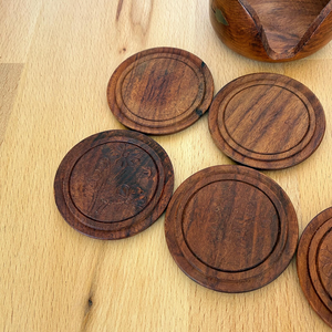 Ensemble de sous-verres en palissandre avec un design élégant en incrustation de laiton parfait pour un décor de table à manger intemporel de l'Inde - Product Image 1