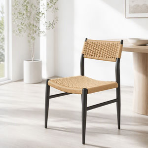 Silla de Comedor Estilo <span class=keywords><strong>Wishbone</strong></span> de Diseño Icónico, Asiento de Cordón de Papel Tejido a Mano, Estructura Metálica Resistente, para Cafetería o Restaurante, Proveedor Profesional - Product Image 1