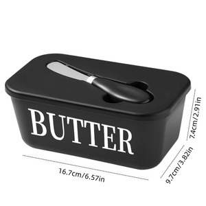 Mantequillera de Cerámica con Tapa y Cuchillo de Acero, Recipiente Rectangular para Guardar Mantequilla, para Servir Tostadas en la Encimera de la Cocina - Product Image 6