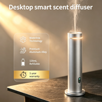 Diffuseur d'arômes rechargeable Type-C sans eau avec coque en alliage d'aluminium, contrôle par application, lumière d'ambiance LED et batterie intégrée pour appareils intelligents