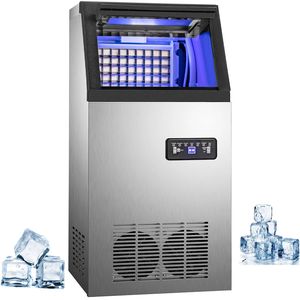 Mesin pembuat es otomatis 40kg/24H, mesin pembuat es komersial bahan baja tahan karat dengan selang koneksi sendok - Product Image 4