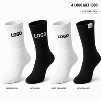 Chaussettes en coton personnalisées avec broderie de logo, jacquard, transfert thermique, noir et blanc, OEM ODM, vente en gros, MOQ 1 paire