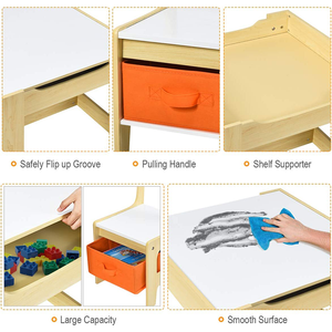 Tavolo per <span class=keywords><strong>bambini</strong></span> e sedia Set tavolo a doppio lato con scatola di immagazzinaggio in <span class=keywords><strong>legno</strong></span> per <span class=keywords><strong>bambini</strong></span> attività scrivania vivaio mobili - Product Image 5