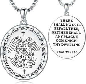Acero inoxidable religioso <span class=keywords><strong>Azrael</strong></span> Gabriel Raphael Uriel Michael Arcángel Ángel ala medalla collar de acero inoxidable joyería - Product Image 6