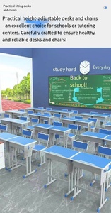 Ensemble bureau et chaise pour étudiant réglable en hauteur, tendance, avec rangement, design ergonomique pour salle de classe, études à domicile et tutorat - Product Image 4