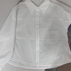 2025 Frühling Neuer Stil Koreanische Retro Damen Einfache Lockere Lässige Atmungsaktive Gewebte Einfarbig Gefärbte Bluse 100% Baumwolle - Product Image 4