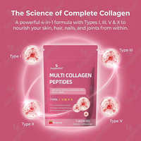 AegleWell OEM Poudre de peptides de collagène multi-sources Type I II III V X saveur framboise Biotine Vitamine C Acide hyaluronique Peau Cheveux Articulations GMP