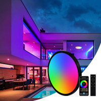 Plafonnier LED Intelligent de Forme Ronde Contrôle par Application Wifi Tuya, 24W, pour le Salon, RGBCCT