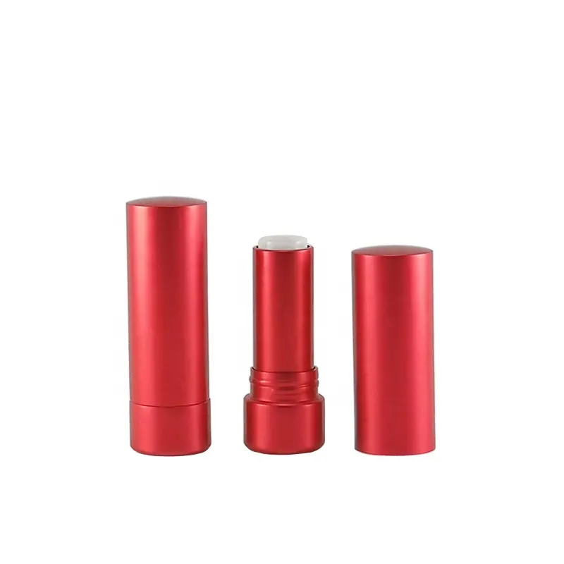 Personalizado único de metal vacío redondo rojo bálsamo labial Twist Up embalaje contenedor lápiz labial tubos