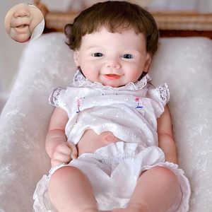 Poupée de mode en silicone de 18 pouces, corps entier, cheveux implantés, fille réaliste, poupée reborn, jouet doux, aspect bébé nouveau-né, faite à la main - Product Image 1