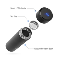 Bouteille d'eau Thermos intelligente, Double paroi, LED, écran tactile intelligent, tasse isolée sous vide, acier inoxydable 304, 500ml, vente en gros