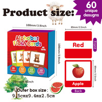 Cartes éducatives flash pour enfants, style aquarelle, dessins animés, 60 lettres anglaises, apprentissage cognitif, en promotion