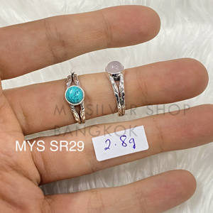 แหวนเงินแท้ 925 ประดับพลอยเทอร์ควอยซ์ สไตล์โบฮีเมียน งานแฮนด์เมด คอลเลคชั่นใหม่ปี 2026 เครื่องประดับคุณภาพสูง - Product Image 1