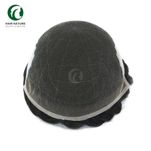 Q6-invisibile attaccatura dei capelli in pizzo e PU uomo Toupee indiano unità di capelli umani sistema di sostituzione dei capelli traspirante naturale per uomo - Product Image 6