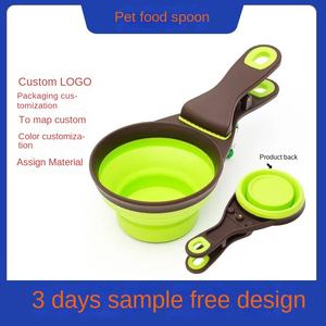 Taza medidora de comida para perros y gatos de silicona plegable portátil con Clip de sellado de bolsa personalizado de fábrica 1 2 tazas - Product Image 2