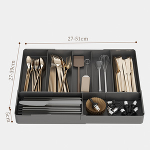 Boîte de rangement PET extensible et réglable, séparateurs de tiroirs, organisateur de cosmétiques, rangement pour coiffeuse, armoire de cuisine et articles divers - Product Image 3