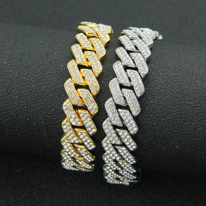 Hot Selling New Hiphop Style Shine Rhinestone Alloy Cuban Chain Men's <b>Bracelets</b> Exaggerated Geometric <b>Bracelet</b> Trendy Jewelry - Product Image 3