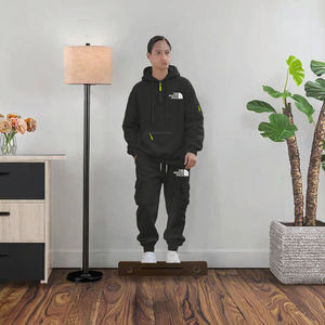 Conjunto Deportivo Informal para Hombre, para Actividades al Aire Libre, Fitness, Jogging, Tejido de Punto, Spandex/Algodón/Fibra de Bambú, Cálido, Transpirable, con Capucha, Sin Costuras - Product Image 3