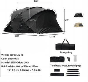 <span class=keywords><strong>Tente</strong></span> <span class=keywords><strong>d</strong></span>ôme 4 saisons OEM - <span class=keywords><strong>Tente</strong></span> de camping familiale imperméable avec isolation argentée, abri spacieux pour la randonnée et le camping en plein air - Product Image 2