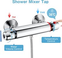 Chrome Montage Mural Cuivre Thermostat Robinet De Douche Robinet Salle De Bains En Laiton Thermostatique Douche Mitigeur