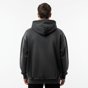 커스텀 프라이빗 라벨 빈티지 애시드 워시 지퍼업 후드티, 프레이드 아플리케 패치워크, 100% 코튼 레터 패턴, 유니섹스 봄용 - Product Image 3