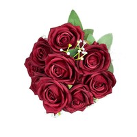 Bouquet de roses artificielles à neuf têtes, style Concubine Impériale, pour décoration de mariage