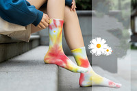 Chaussettes en coton tie-dye style universitaire japonais tendance 2021, chaussettes tie-dye personnalisées pour filles