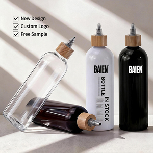 Free Samples 60ml 120ml 150ml 250ml Clear Amber <strong>Squeeze</strong> <strong>Plastic</strong> Paint Ink Hair Oil Applicator <strong>Bottle</strong> with Bamboo Twist Top Cap - Product Image 1