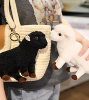 Porte-clés personnalisé en peluche douce de chèvre, agneau ou mouton noir et blanc, idéal pour la vente en gros