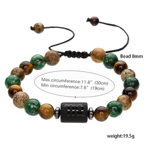 Pulsera de Moda Más Vendida de la Serie de los Doce Signos del Zodiaco, Pulsera Tejida con Cuentas de Piedra de Ojo de Tigre y Piedra de Imagen de Pino Africano - Product Image 6